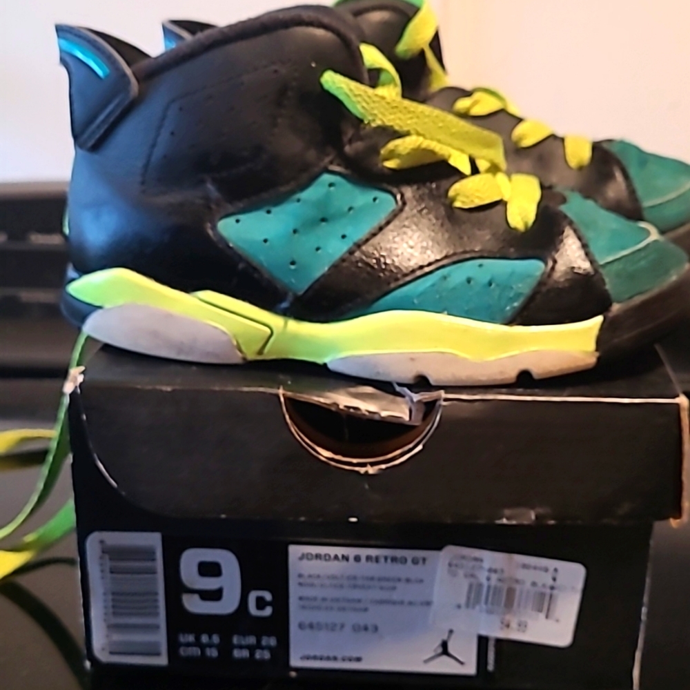 Jordan 6 Black/Volt Ice Toddler Size 9c